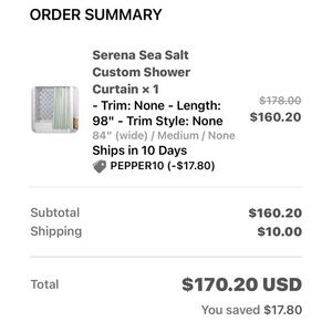Pepper Home - Serena Sea Salt Shower Curtain